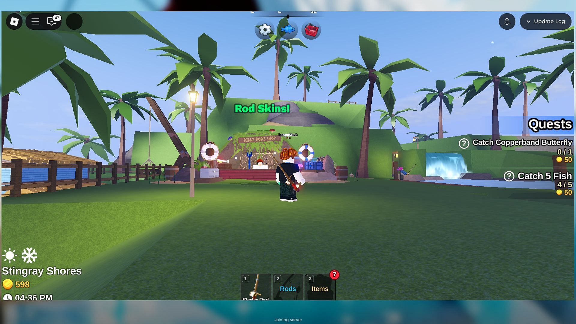 Climb the hill behind the Rod Skin Shop to find the egg (Image via Roblox)